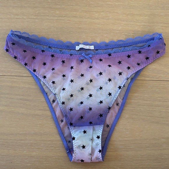 Savage X Fenty Blue Star Patterned Sheer Wire Bra and Panties Set - Picture 5 of 6